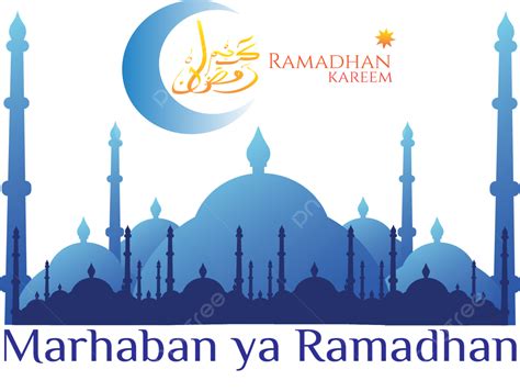 Ramadan Text Arabic With Mosque And Typography Marhaban Ya Ramadan