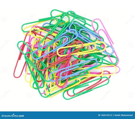Stack Of Colorful Paper Clips On White Background A Lot Of Paper Clips