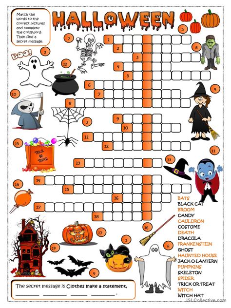 Halloween Crossword Pdf Trick Or Treating Autumn Festivals