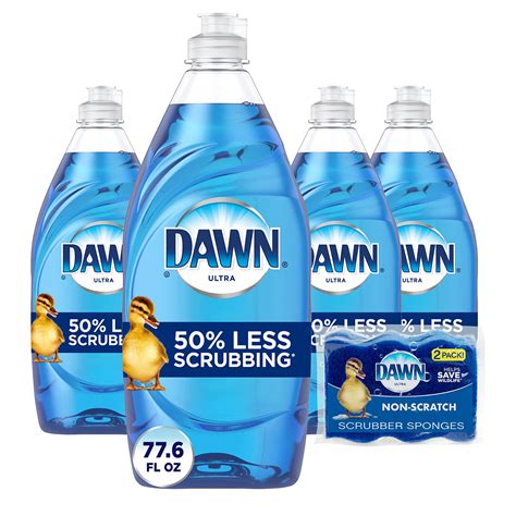 buy dawn ultra dishwashing liquid dish soap 4x19 4 fl oz non scratch sponge 2 count