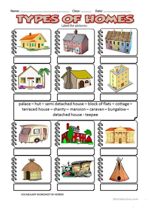 Types Of Homes Worksheets Types Of Houses Worksheets Worksheets For