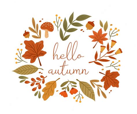 Premium Vector Hello Autumn Illustration With Autumn Leaves Floral Frame