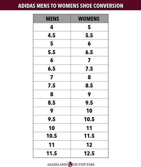 Mens To Womens Shoe Size Conversion