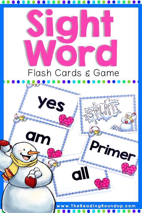 Primer Snowman Theme Sight Words Flash Cards Worksheetscity