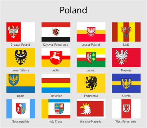 Set Flags Of The Voivodships Of Poland All Polish Regions Flag