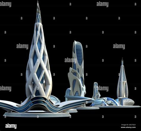 Futuristic Buildings For A City Skyline With Organic Architectural