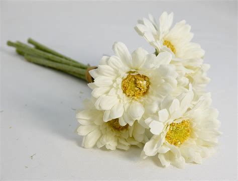Bridal Bouquet Flower Purple And White Daisy White Silk Etsy