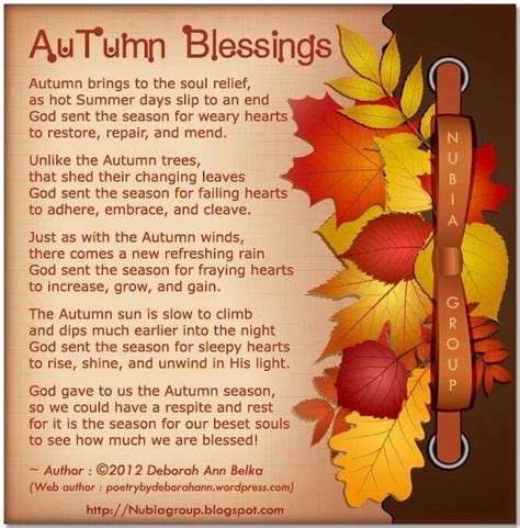 Autumn Blessings Blessed Harvest Poems Autumn