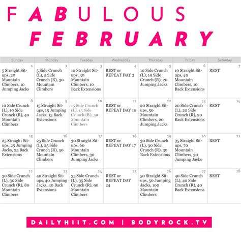 Fabulous February Hiit Blog Daily Exercise Routines Month Workout