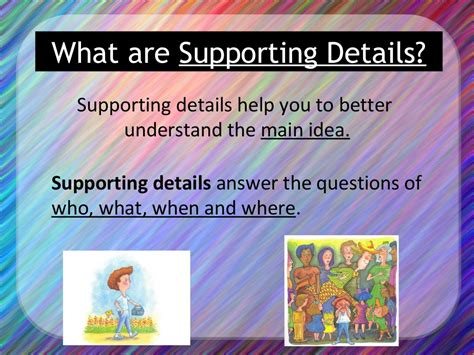 Main ideas supporting details for Third Grade