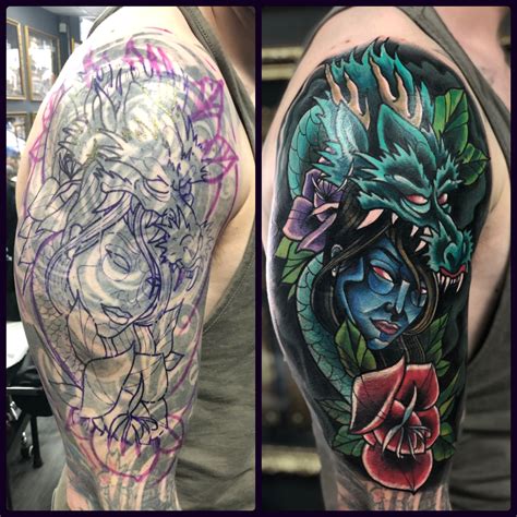 Maybe you would like to learn more about one of these? Dragon Cover Up tattoo by Nath! Limited availability at ...