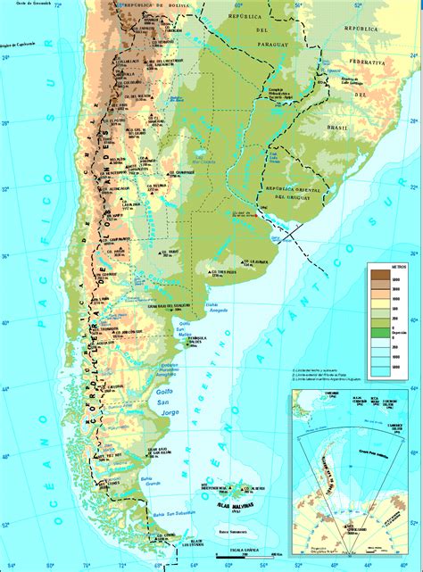 Detailed Physical Map Of Argentina Argentina Detailed Physical Map