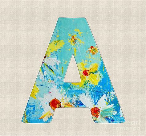 Letter A Roman Alphabet A Floral Expression Typography Art Painting