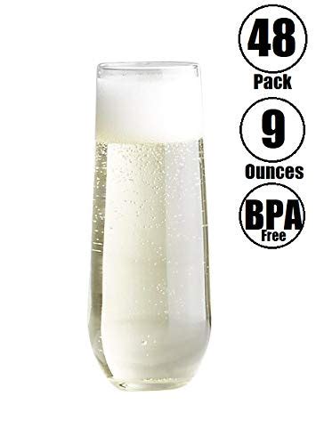 48 Piece Stemless Unbreakable Crystal Clear Plastic Wine Glasses Set Of 48 9 Ounces Pricepulse