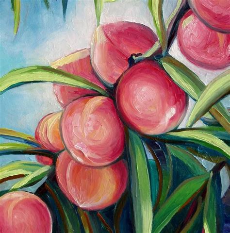 Peaches Painting By Nadia Bykova Painting Oil Painting Fruit Painting
