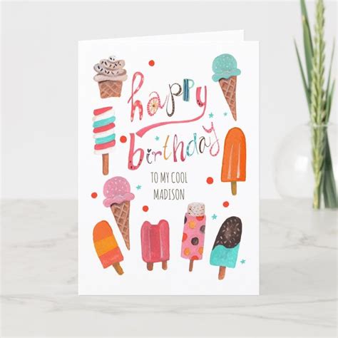 Popsicles And Ice Cream Birthday Greeting Card Zazzle Birthday