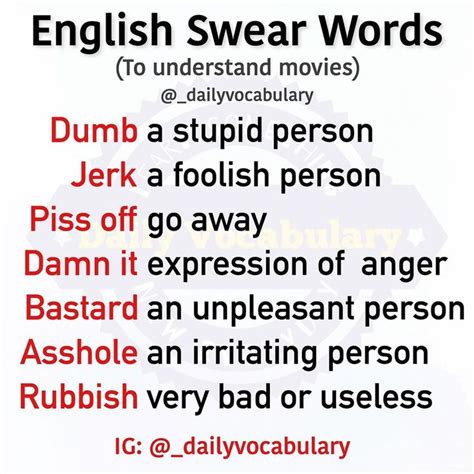 Daily English Lessons On Instagram Dont Use Swear Words