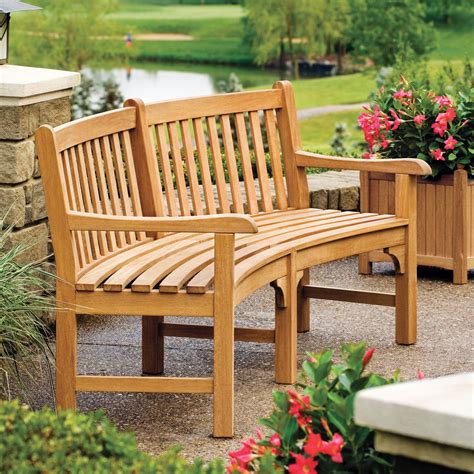 Outdoor Oxford Garden Essex 83 In Shorea Wood Curved Bench In 2020 Curved Patio Curved Bench