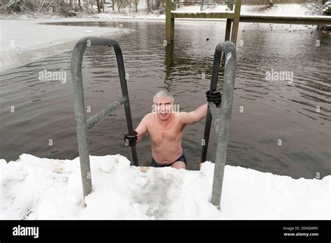 Lord David Freud Braves The Snow And Ice For His Daily Swim In Highgate Men S Bathing Pond