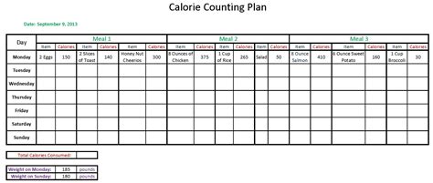 Free Printable Calorie Counter Sheet