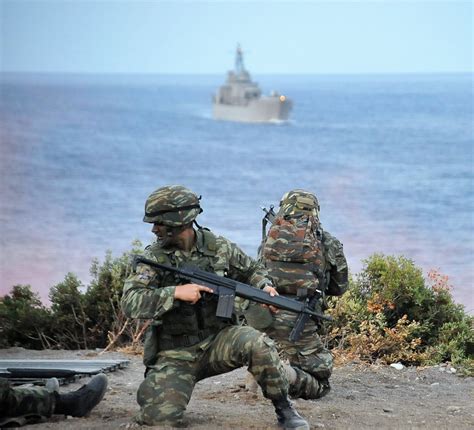 Greek Soldier Posing With The New Issued Plate Carrier And G3a3 During