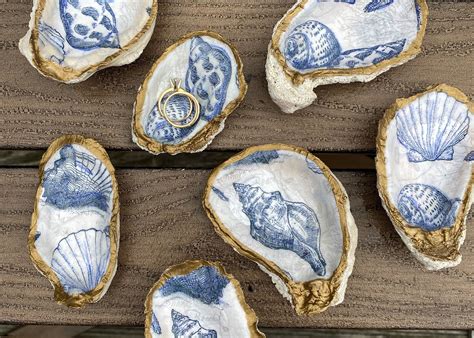 Oyster Shell Ring Dish Decorative Jewelry Holder Trinket Etsy In 2021