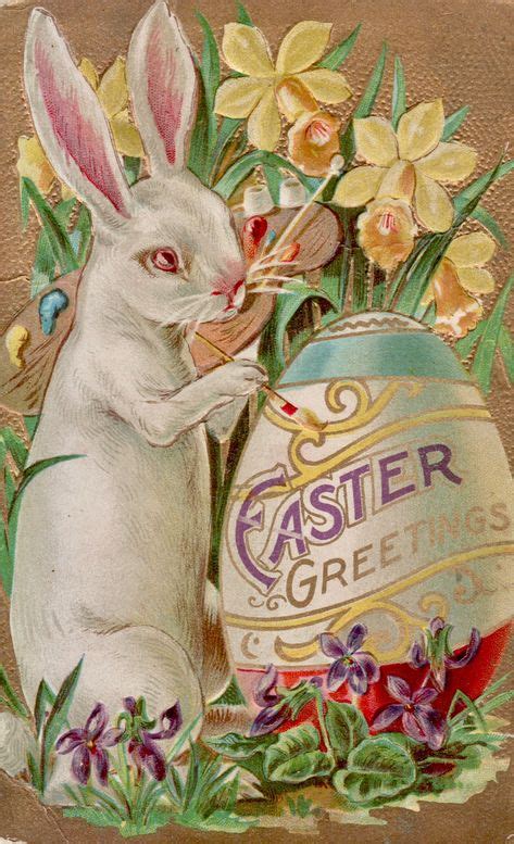 Original 1912 Antique Easter Postcard Featuring A Bunny Rabbit