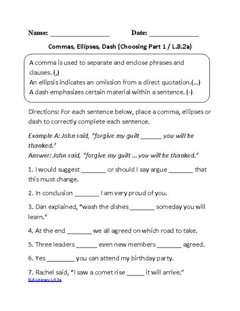 17 8th Grade Language Arts Worksheets