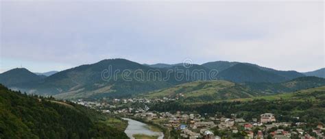 A Beautiful View Of The Village Of Mezhgorye Carpathian Region A Lot
