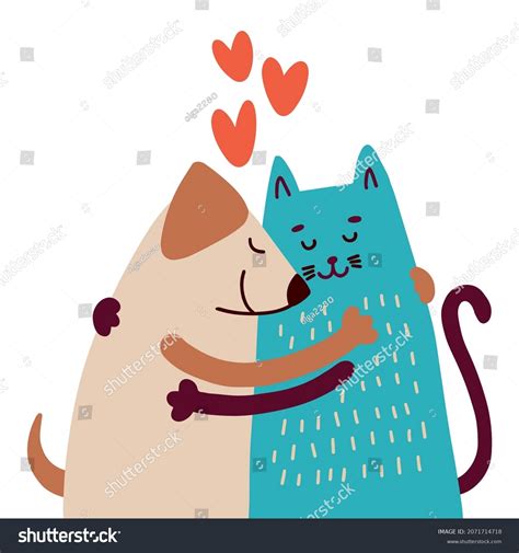Dog Cat Hug Love Stock Vector Royalty Free 2071714718 Shutterstock