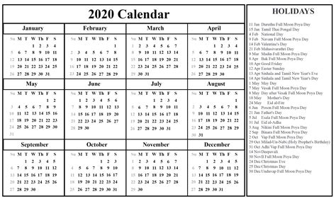 20 2021 Holidays Calendar Free Download Printable Calendar Templates ️
