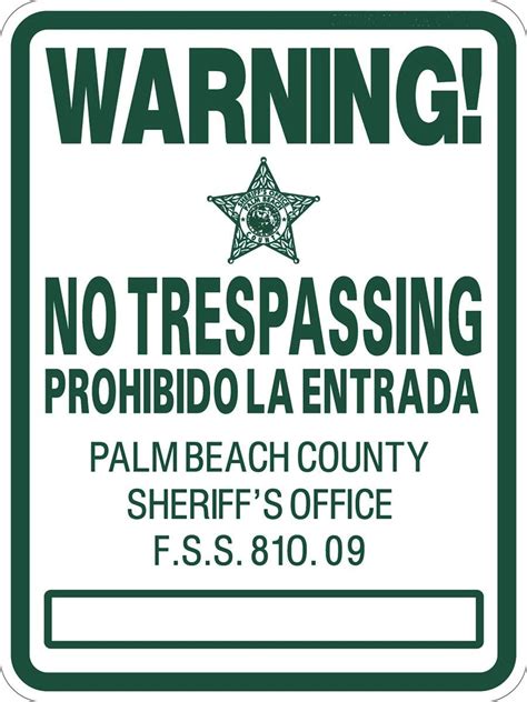 palm beach sheriff no trespassing sign