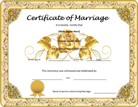 Marriage and divorce records must be obtained in the circuit court in the county where the event occurred. Marriage Certificate Template - Word Templates