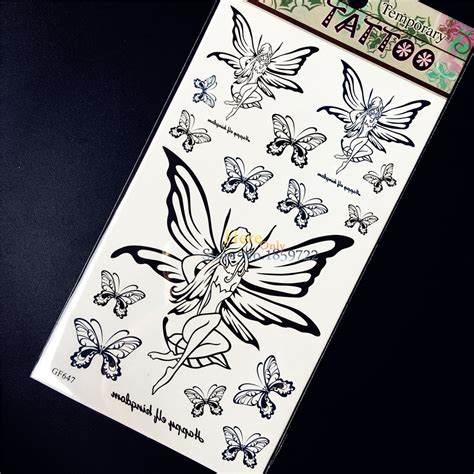 sexy butterfly fairy temporary tattoo stickers women lace henna decals waterproof fake arm leg