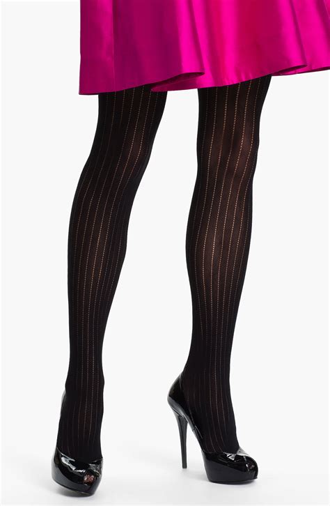 Dkny Pinstripe Lace Tights in Black | Lyst