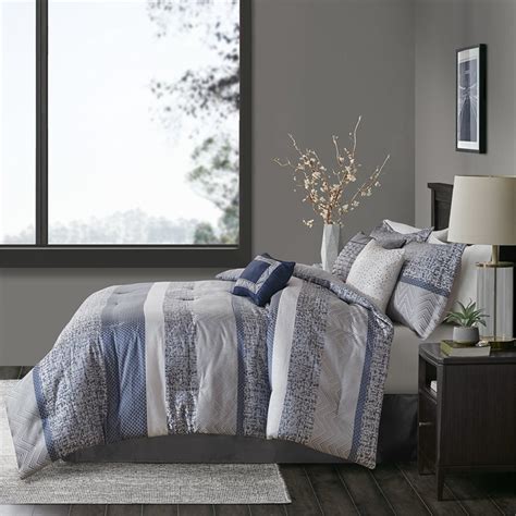 Madison Park Rhapsody Piece Polyester Jacquard Comforter Set In Navy Homesquare