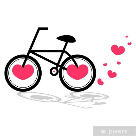fotobehang romantische illustratie met een fiets pixers nl