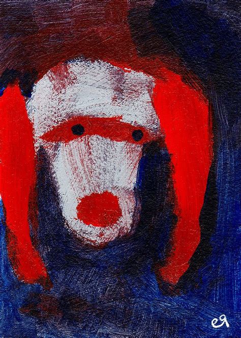 Trembles E9art Aceo Dog Abstract Outsider Folk Art Brut Painting