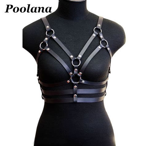 handmade women leather belt punk gothic harness top suspender real leather belt straps outfit