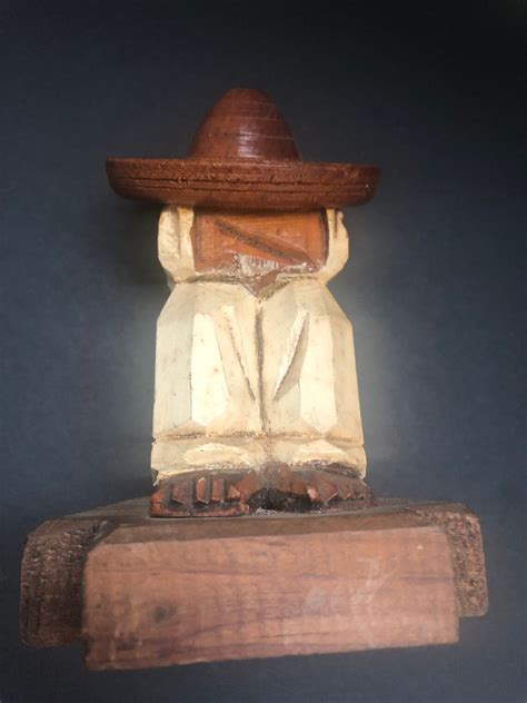 Vintage Wooden Hand Carved Sleeping Mexican Man Siesta Statue Etsy