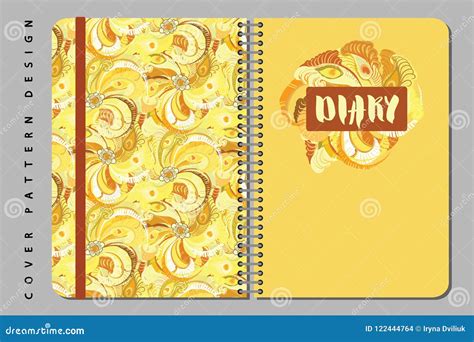 Notebook And Diary Cover Design For Print With Seamless Pattern