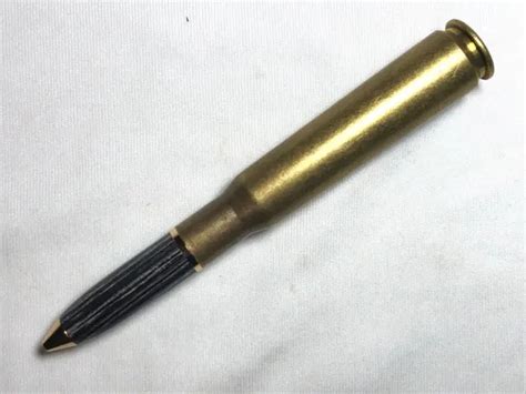 50 Cal Machine Gun Bullet Pen In Colorwood Plywood Blue Gray Handmade