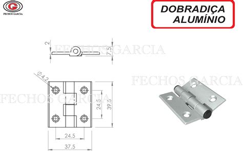 Dobradiça Alumínio 40x40 Fosco Fechos Garcia