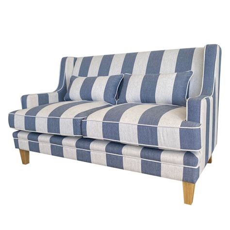 Bondi Hamptons 2 Seat Sofa Denimcream Linen Blend Two Seater Couch