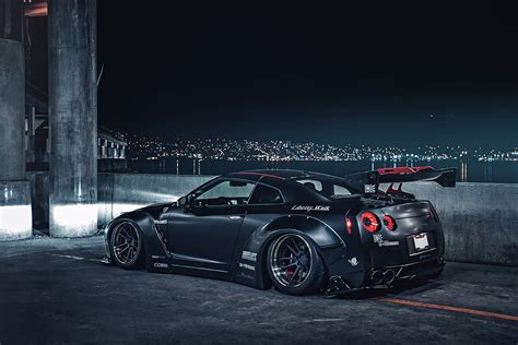 Nissan gtr r35 hd wallpaper. nissan gt-r r35 liberty matte black low japan sport car ...