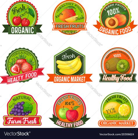 Labels With Fruits Royalty Free Vector Image Vectorstock