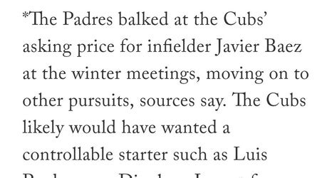 Jun 22, 2021 · el mago looked more like el no recuerdo on monday … 'cause cubs star shortstop javier baez lost track of the outs during an inning, and was then promptly benched over the blunder. San Diego Padres Offer For Chicago Cubs Javier Baez Revealed