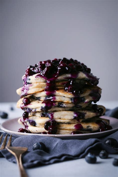 Simple Blueberry Pancakes With Blueberry Sauce Wife Mama Foodie