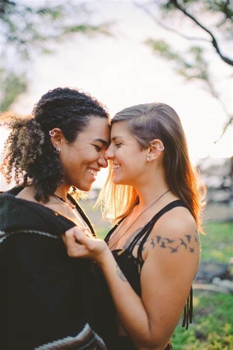 Steamy Island Engagement Photos In Makena Hi Junebug Weddings Cute Lesbian Couples Girls