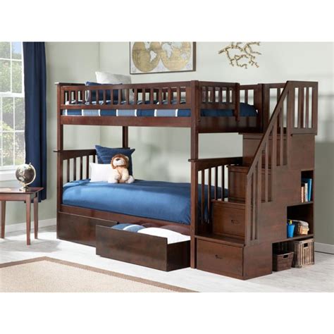 Columbia Staircase Bunk Bed Twin Over Twin In Multiple Colors And